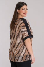 Μπλούζα μουσελίνα animal print με παγιετα - Image 2