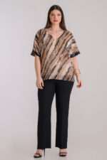 Μπλούζα μουσελίνα animal print με παγιετα
