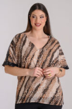 Μπλούζα μουσελίνα animal print με παγιετα - Image 4