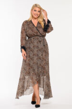 Φόρεμα μουσελίνα κρουαζε animal print - Image 4