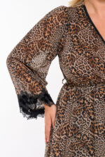 Φόρεμα μουσελίνα κρουαζε animal print - Image 5