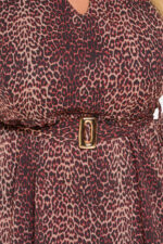 Φόρεμα μουσελίνα animal print με βολάν στα μανίκια - Image 5
