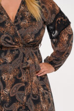 Φόρεμα μουσελίνα κρουαζε animal print - Image 5